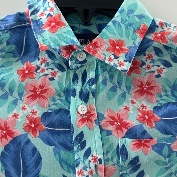 Tropical Floral Short-Sleeve Button-Up Shirt For Kids Size 7/8 By Place - Picture 4 of 6